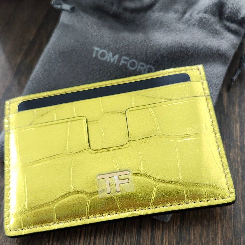 New Tom Ford metallic croc card case